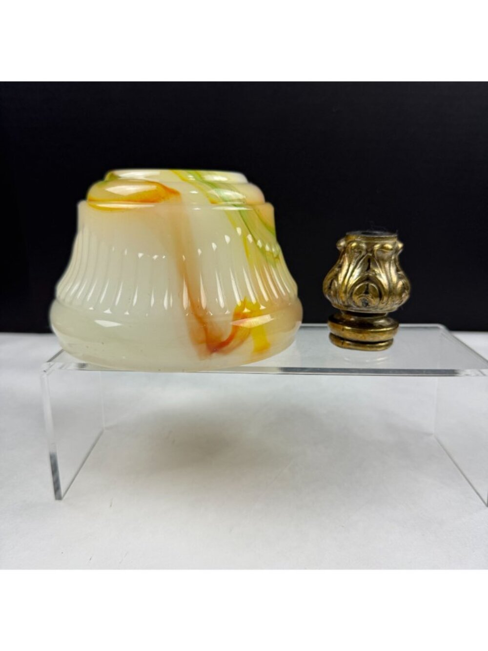 Vintage Floor Lamp Parts Cadmium Slag Glass Husk and Spacer - Picture 4 of 11